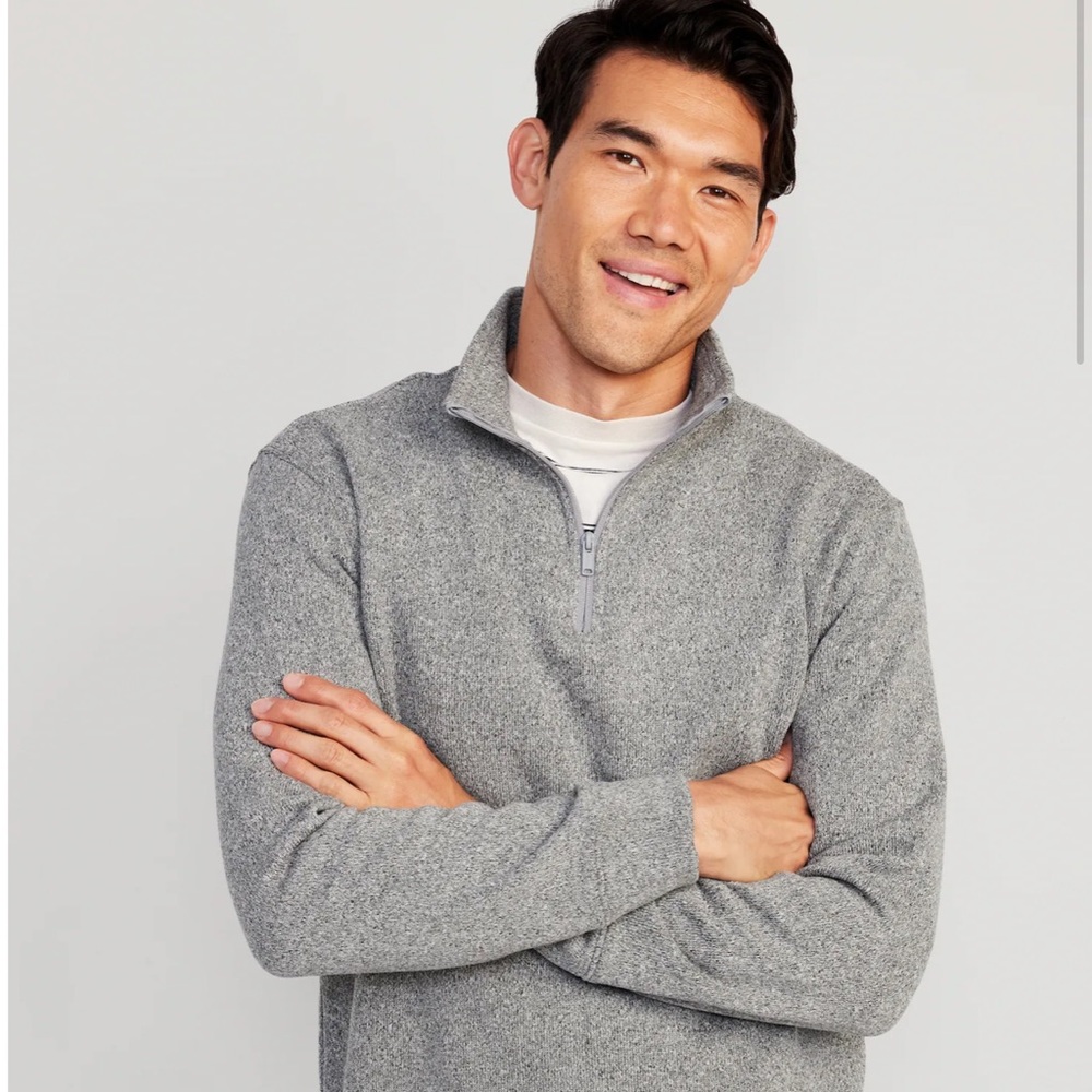 Sweater-Knit Quarter Zip Pullover